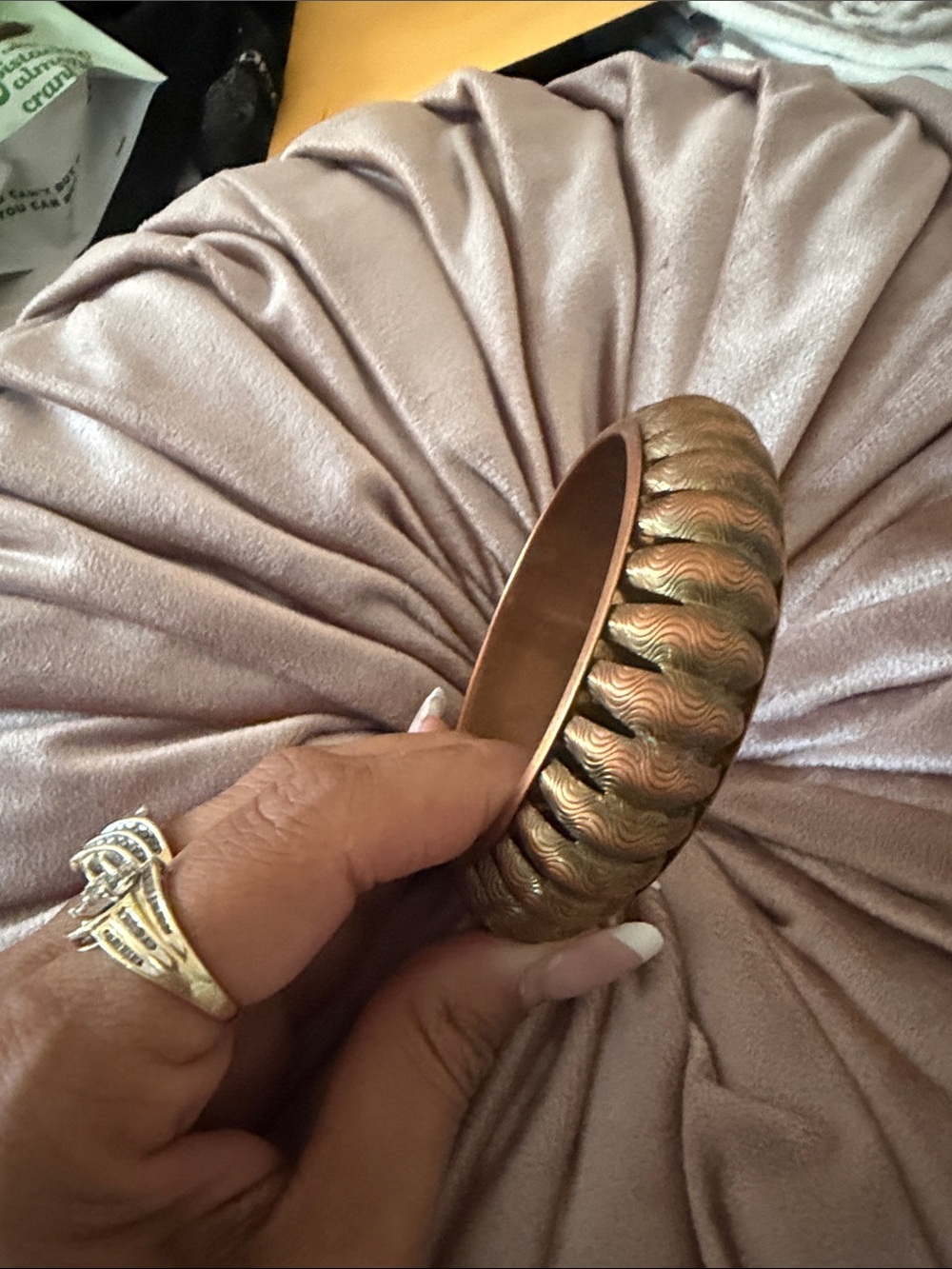 Vintage-Inspired Textured Copper Bangle Bracelet - Copper